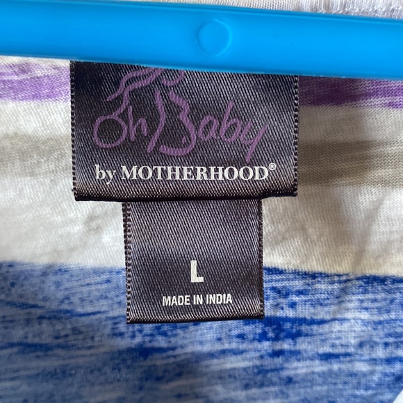 Oh baby by motherhood size L striped short sleeve top with cinched sides - Picture 4 of 5